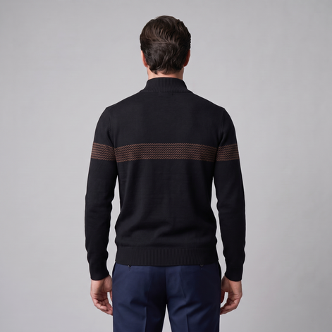 Herren Pullover mit Chevron-Streifen und Quarter-Zip