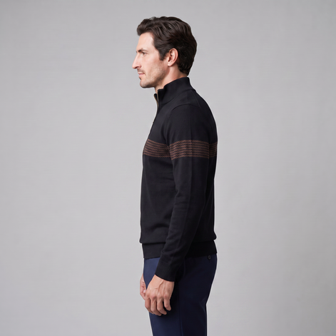 Herren Pullover mit Chevron-Streifen und Quarter-Zip