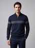Herren Pullover mit Chevron-Streifen und Quarter-Zip