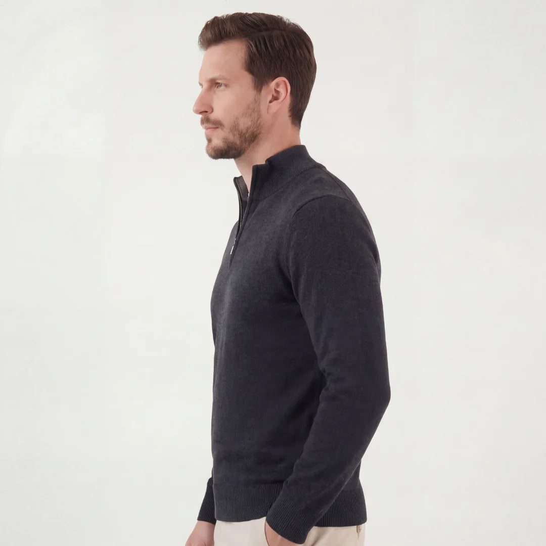 Herren Pullover mit Halbem Reißverschluss und Stehkragen