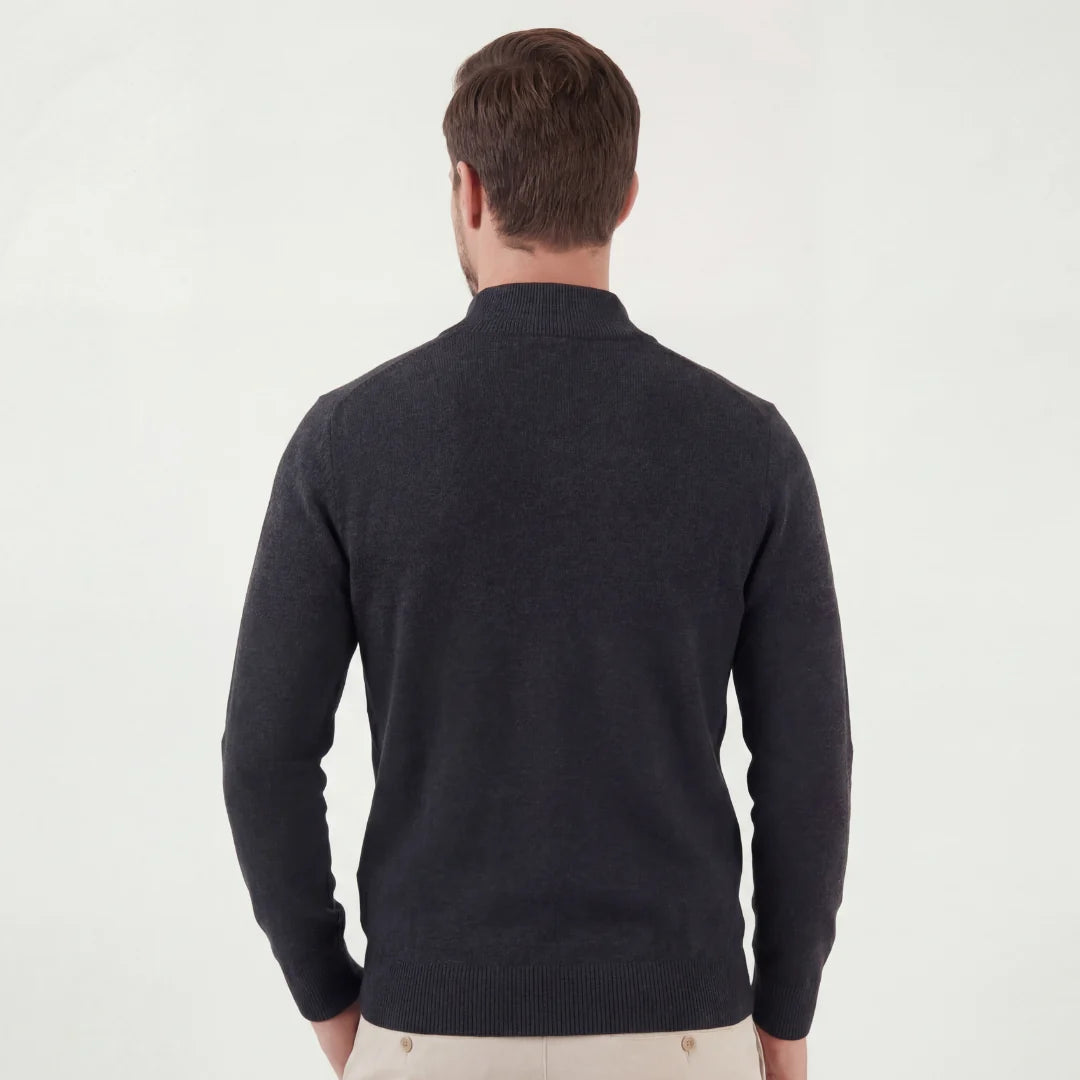 Herren Pullover mit Halbem Reißverschluss und Stehkragen