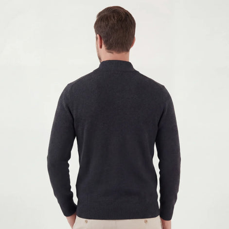 Herren Pullover mit Halbem Reißverschluss und Stehkragen