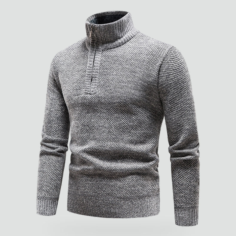 Herren Pullover mit Halbem Reißverschluss und Strickmuster