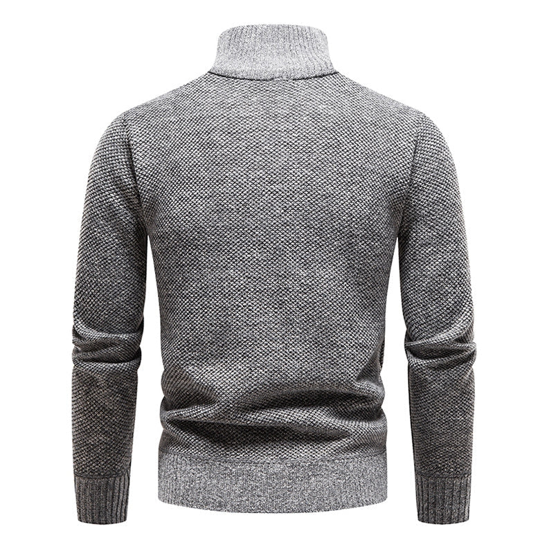 Herren Pullover mit Halbem Reißverschluss und Strickmuster