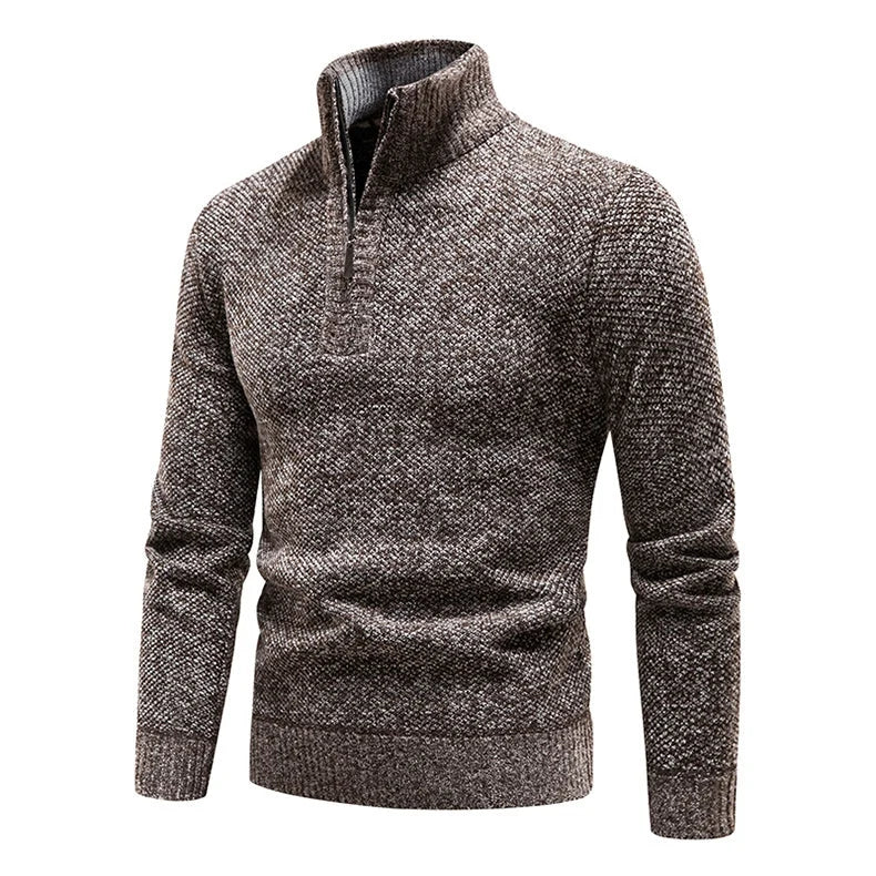 Herren Pullover mit Halbem Reißverschluss und Strickmuster
