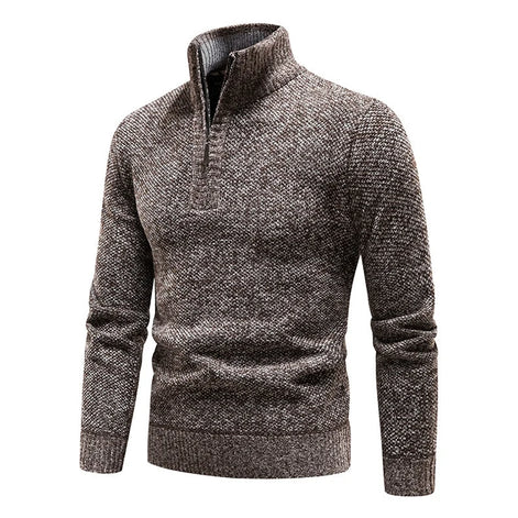 Herren Pullover mit Halbem Reißverschluss und Strickmuster