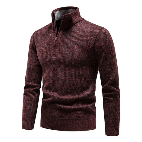 Herren Pullover mit Halbem Reißverschluss und Strickmuster
