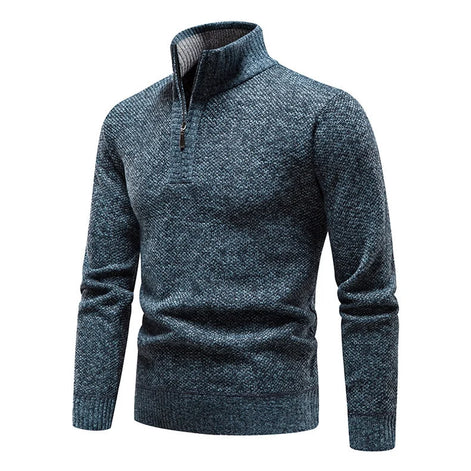 Herren Pullover mit Halbem Reißverschluss und Strickmuster