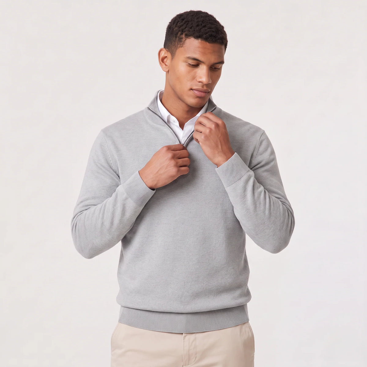Herren Pullover mit Stehkragen und Reißverschluss
