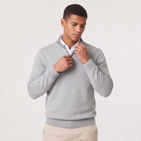 Herren Pullover mit Stehkragen und Reißverschluss