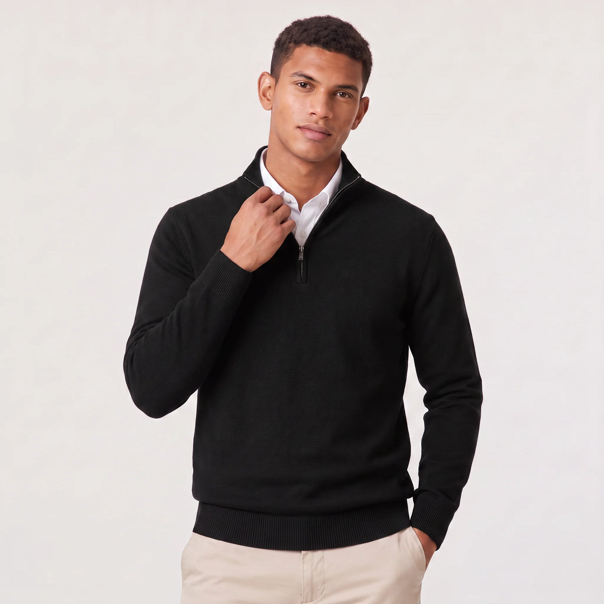 Herren Pullover mit Stehkragen und Reißverschluss