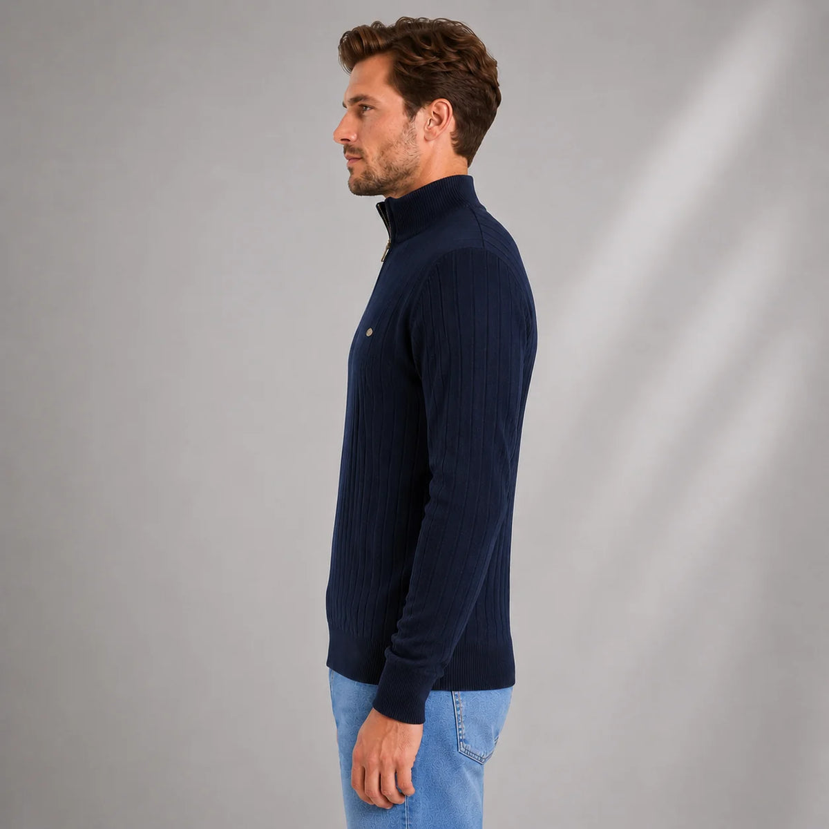 Herren Pullover mit Stehkragen und Reißverschluss