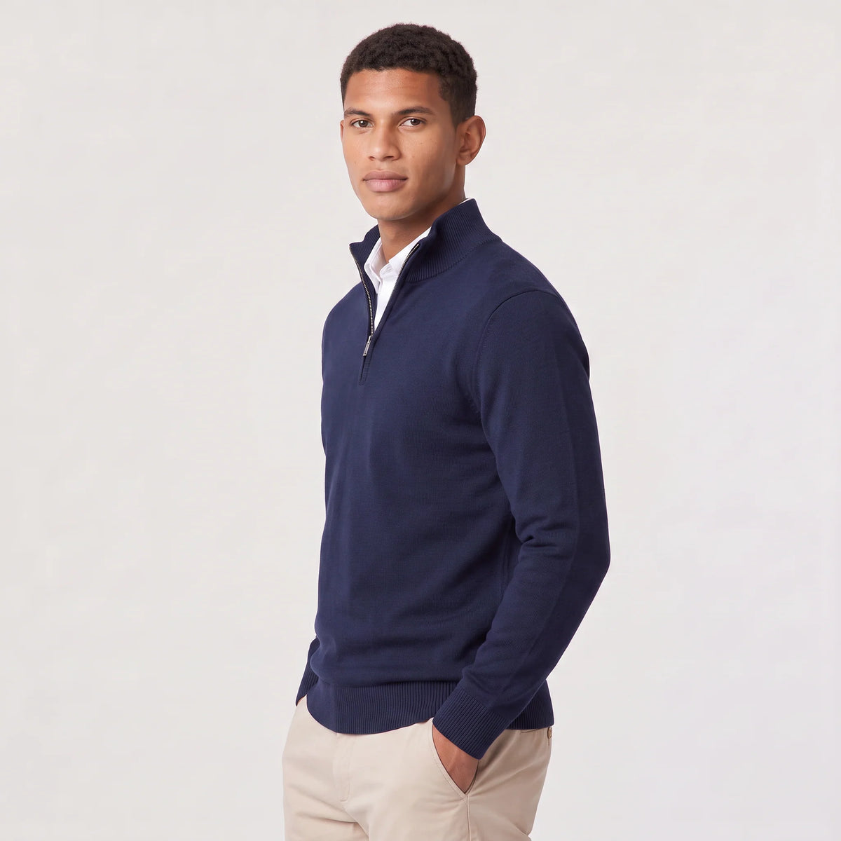 Herren Pullover mit Stehkragen und Reißverschluss