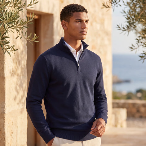 Herren Pullover mit Stehkragen und Reißverschluss