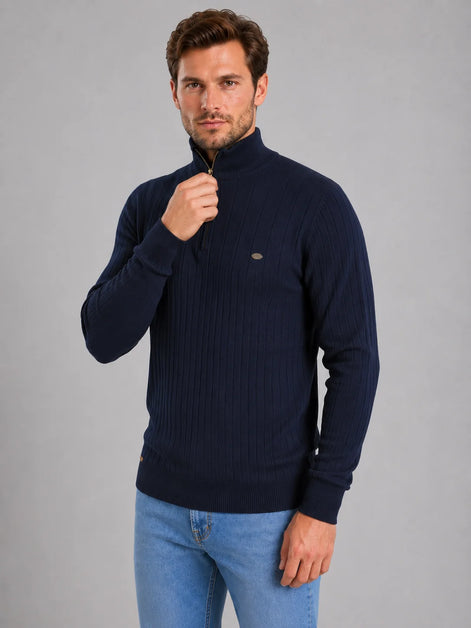 Herren Pullover mit Stehkragen und Reißverschluss