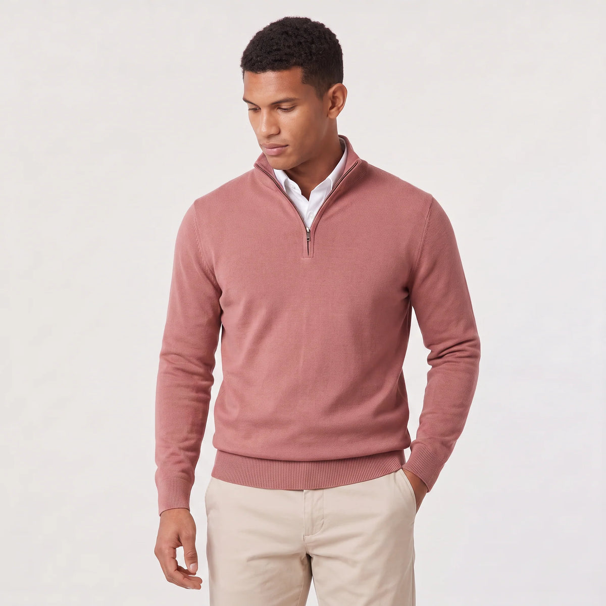 Herren Pullover mit Stehkragen und Reißverschluss