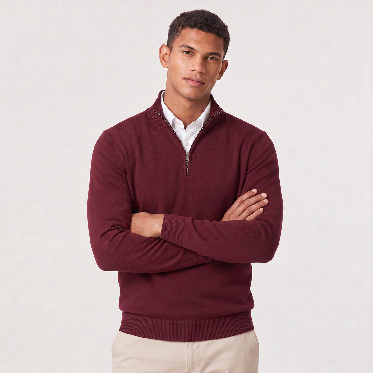 Herren Pullover mit Stehkragen und Reißverschluss