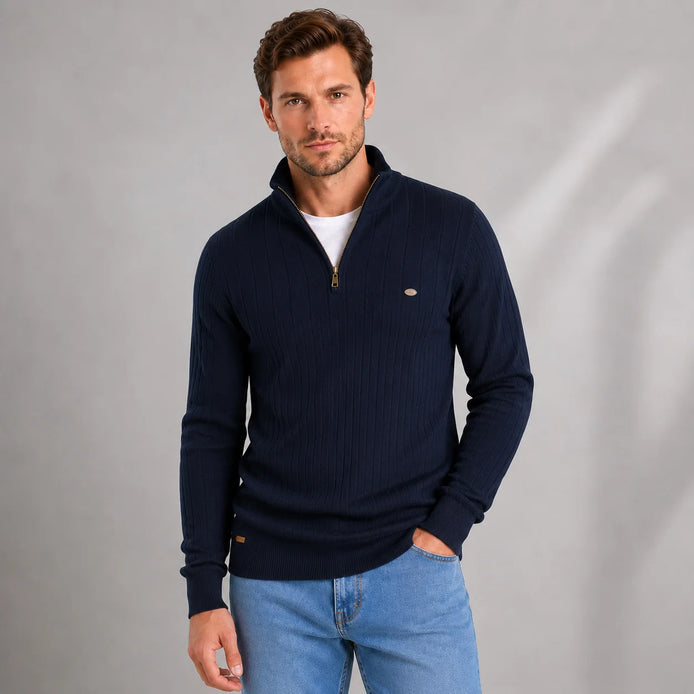 Herren Pullover mit Stehkragen und Reißverschluss