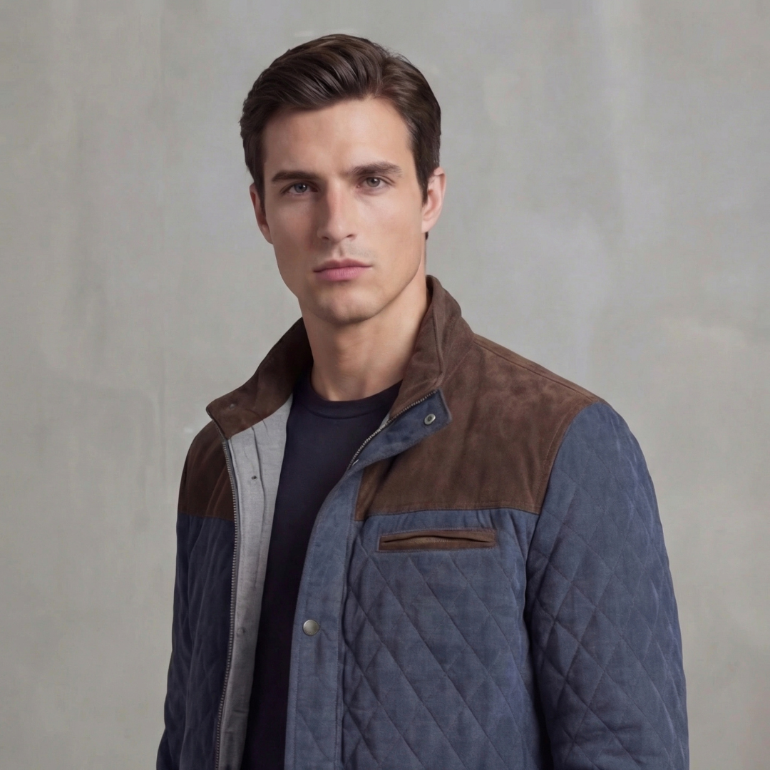 Herren Quiltierte Frühlingsjacke mit Stehkragen
