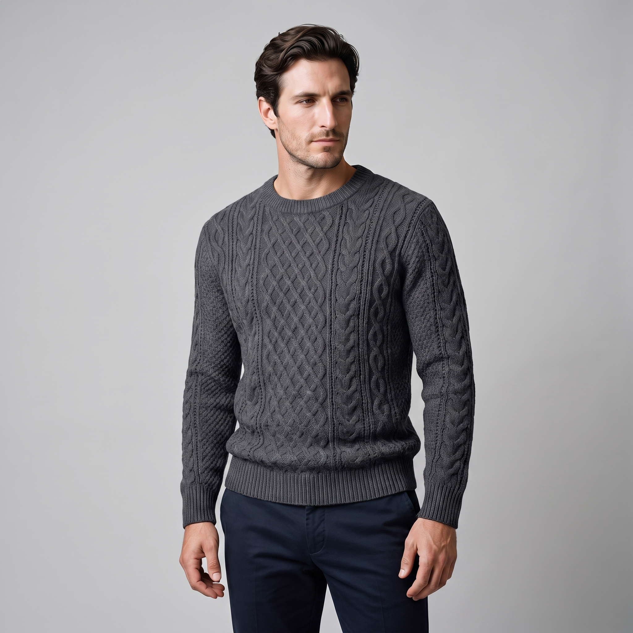 Herren Rautenmuster-Pullover mit Rundhals
