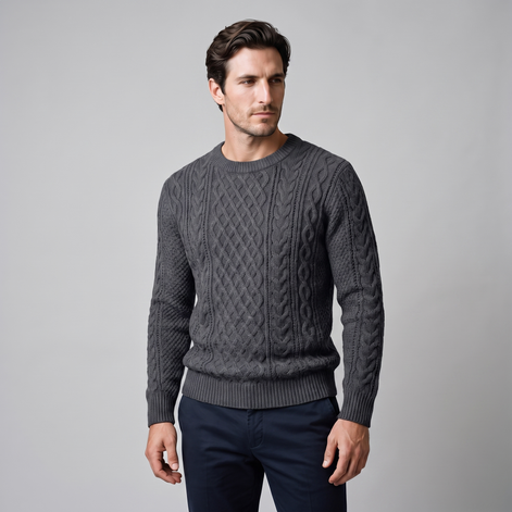 Herren Rautenmuster-Pullover mit Rundhals