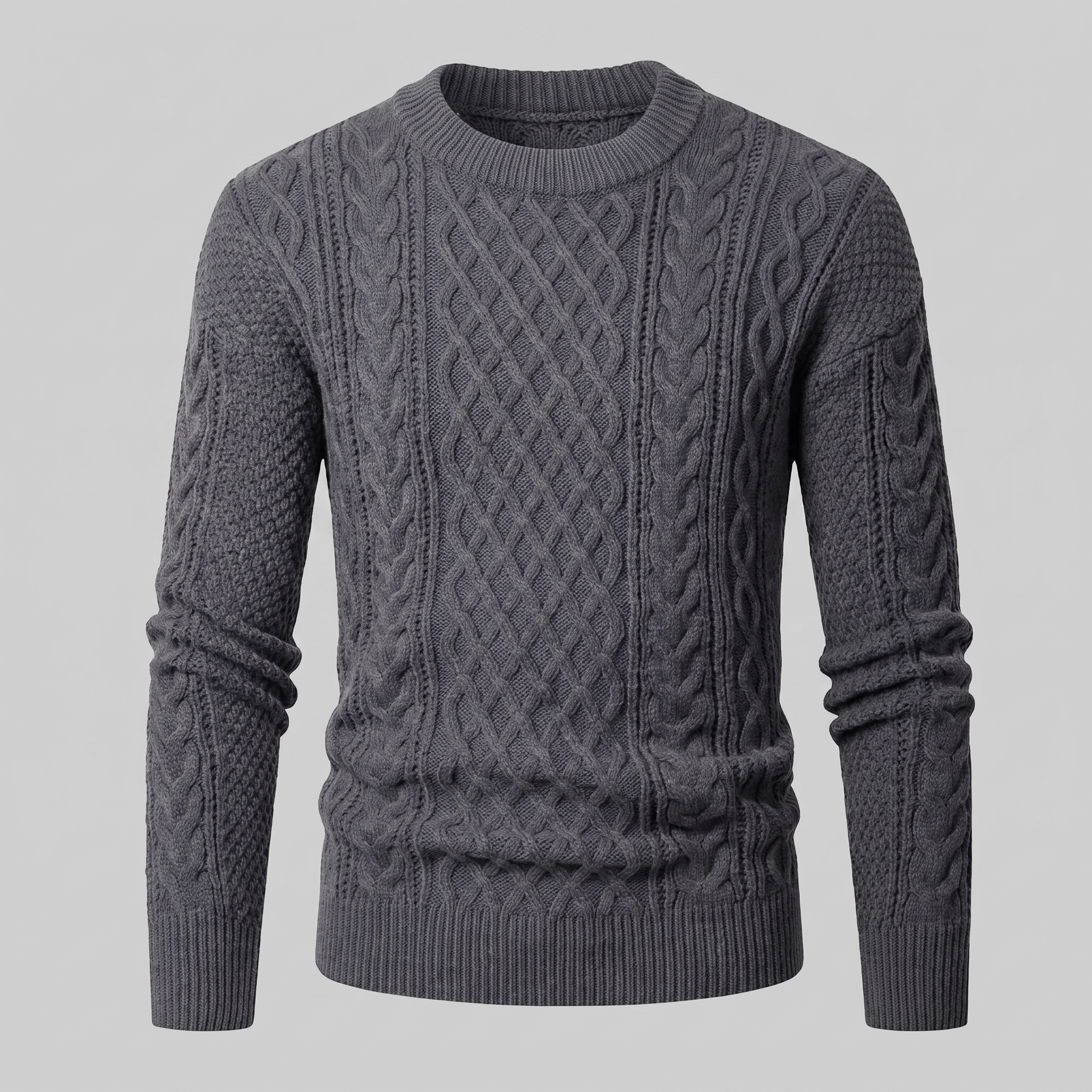 Herren Rautenmuster-Pullover mit Rundhals