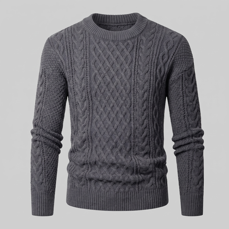 Herren Rautenmuster-Pullover mit Rundhals