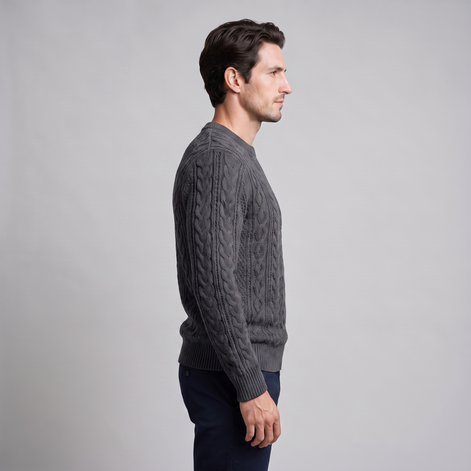 Herren Rautenmuster-Pullover mit Rundhals