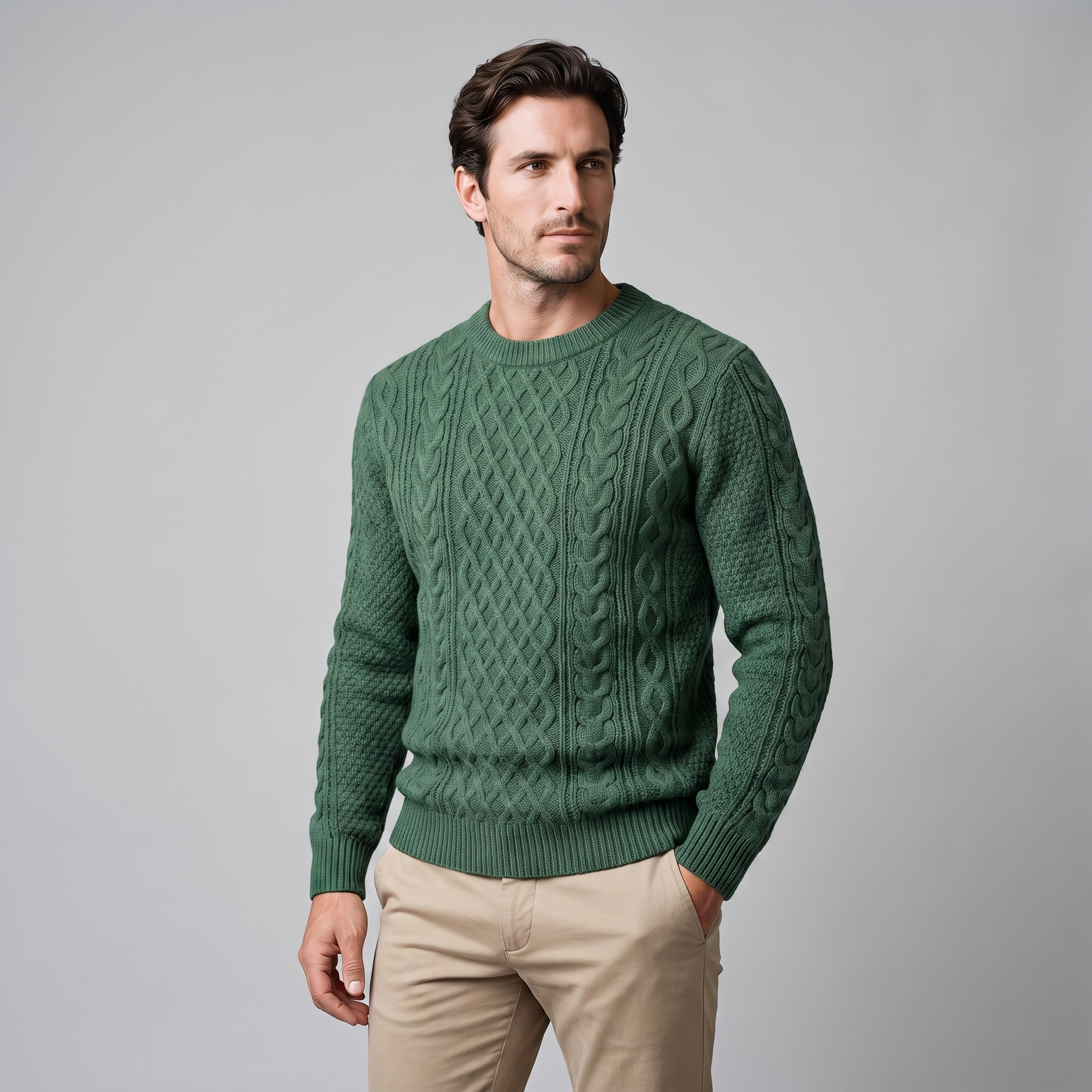 Herren Rautenmuster-Pullover mit Rundhals