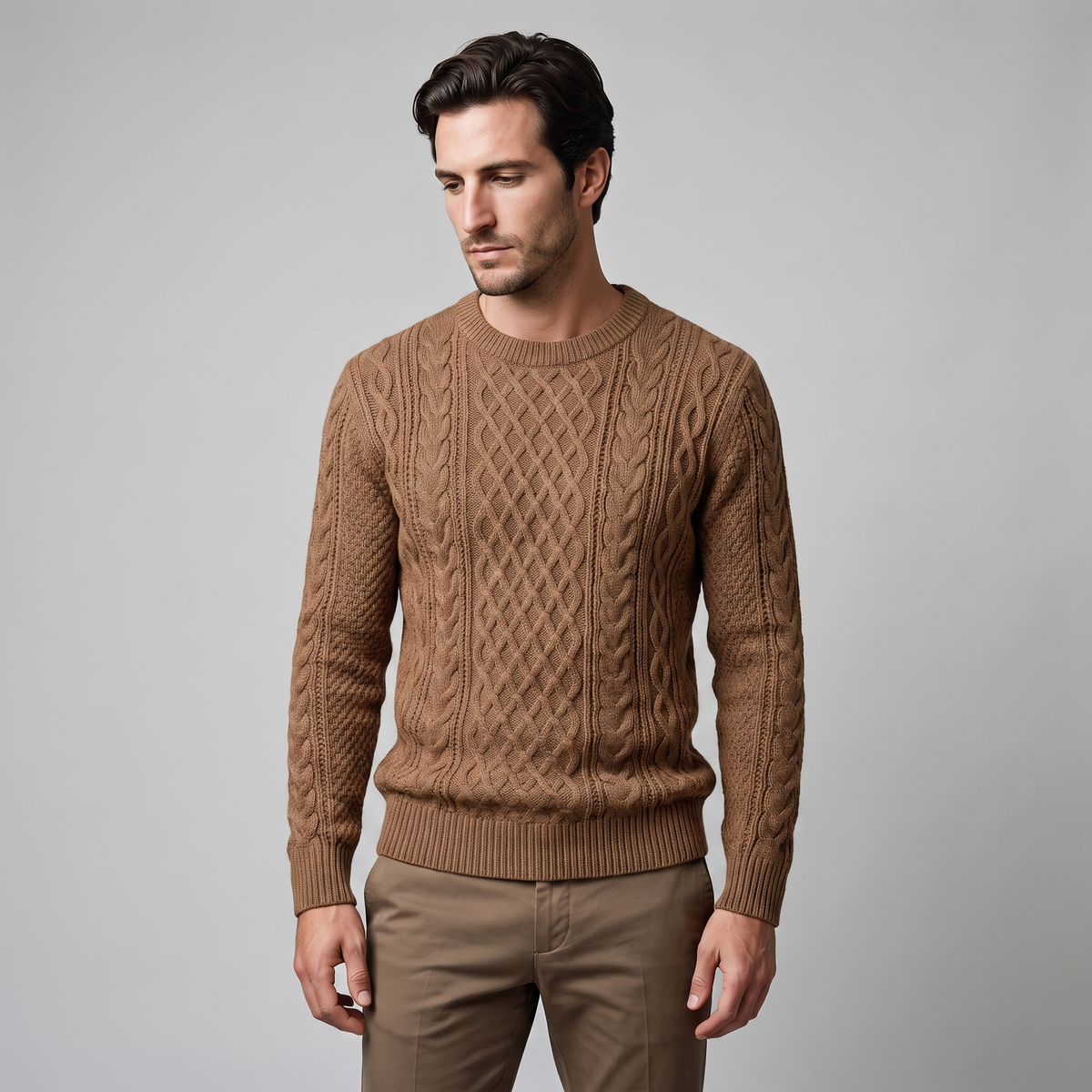 Herren Rautenmuster-Pullover mit Rundhals