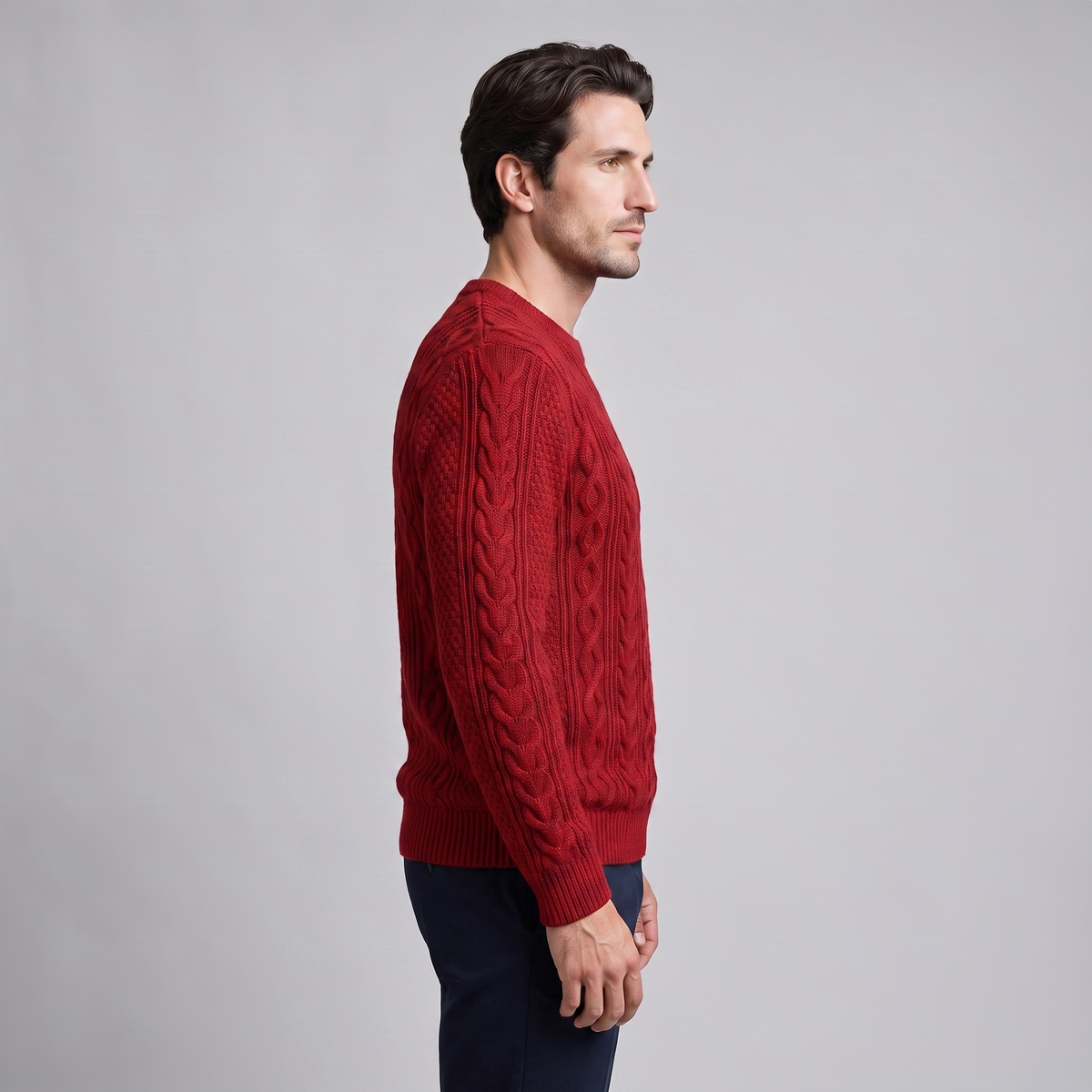Herren Rautenmuster-Pullover mit Rundhals