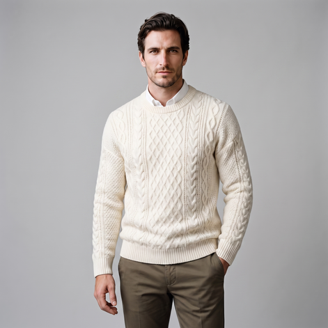 Herren Rautenmuster-Pullover mit Rundhals