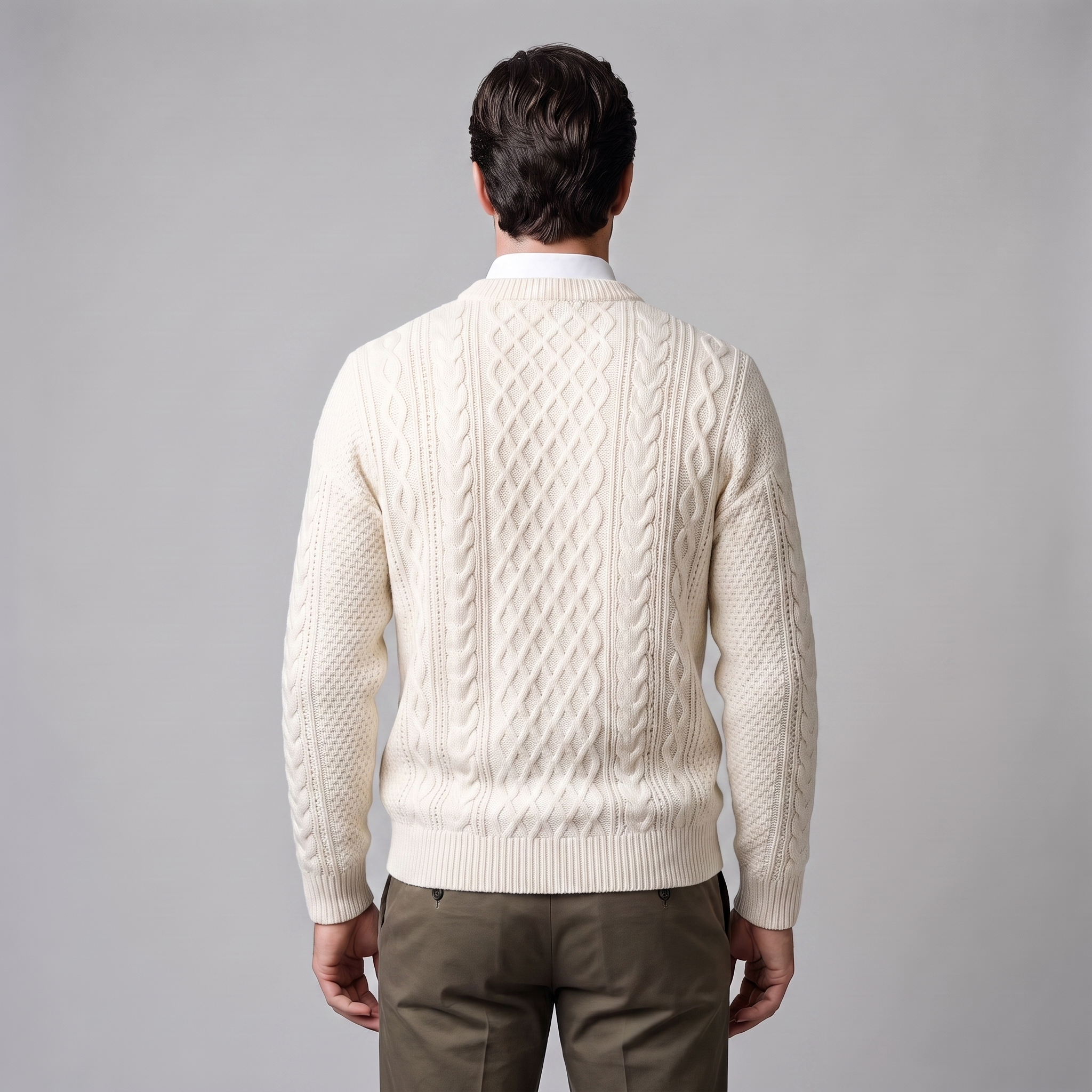 Herren Rautenmuster-Pullover mit Rundhals