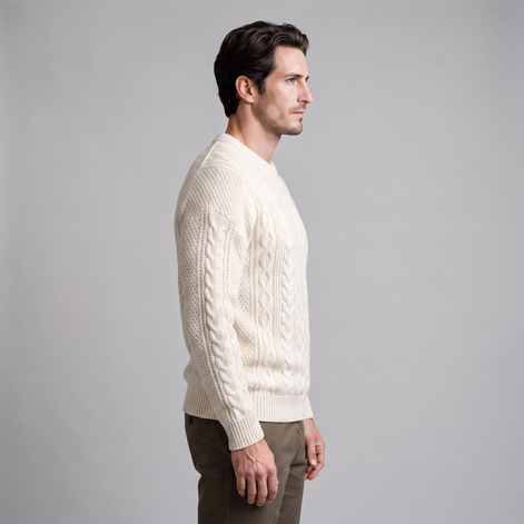 Herren Rautenmuster-Pullover mit Rundhals