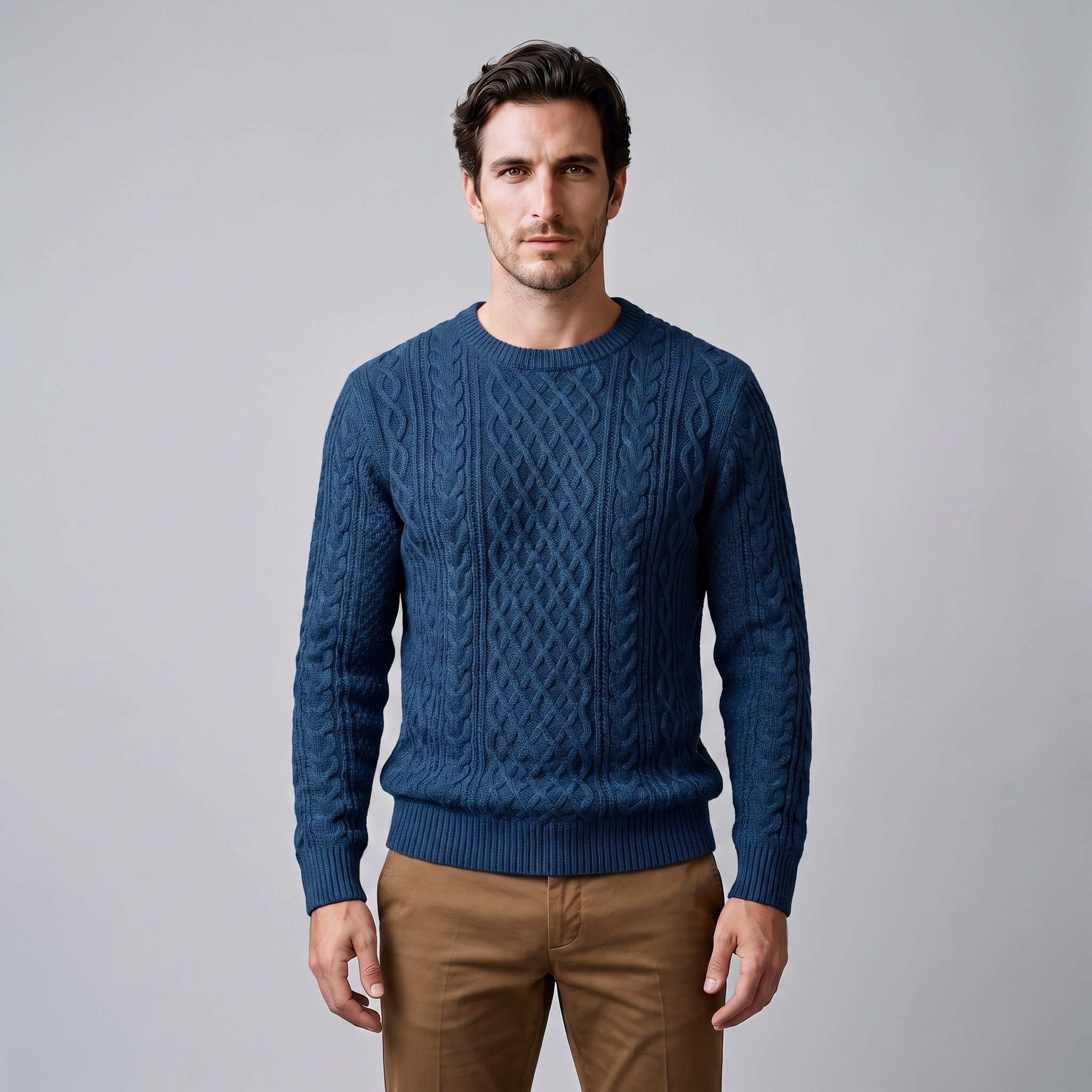Herren Rautenmuster-Pullover mit Rundhals