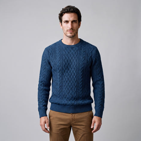 Herren Rautenmuster-Pullover mit Rundhals