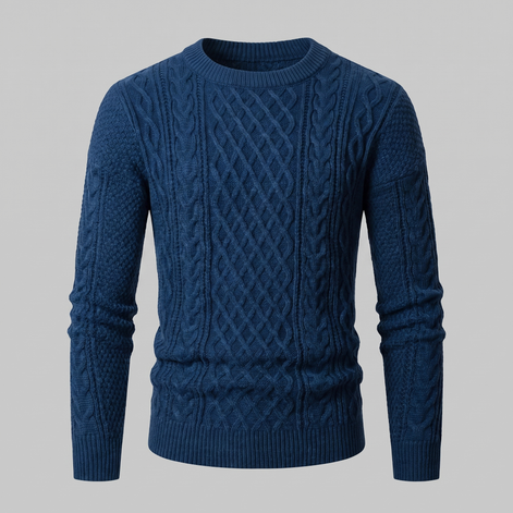 Herren Rautenmuster-Pullover mit Rundhals