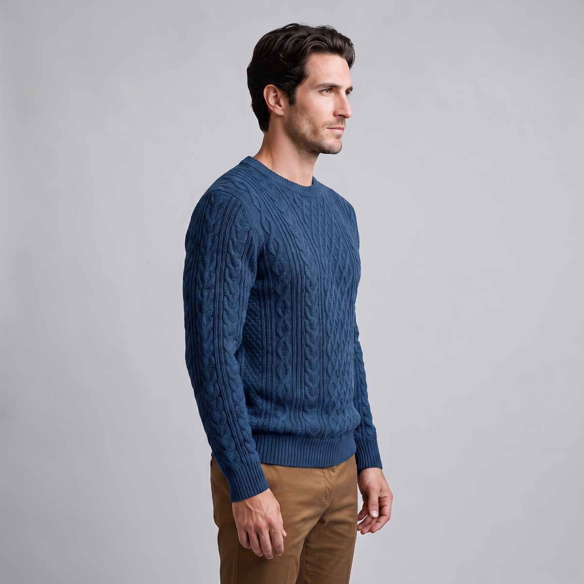 Herren Rautenmuster-Pullover mit Rundhals