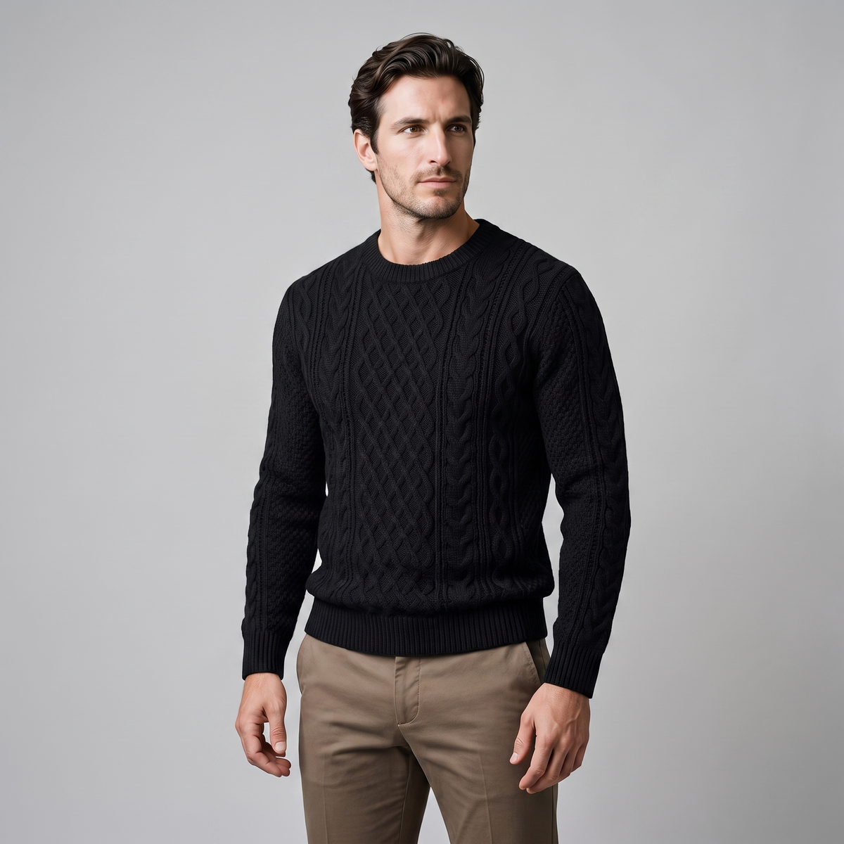 Herren Rautenmuster-Pullover mit Rundhals