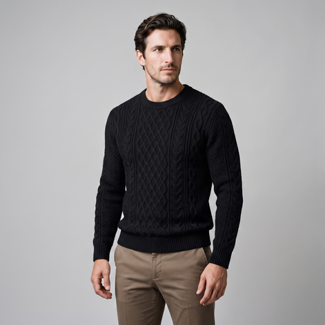 Herren Rautenmuster-Pullover mit Rundhals