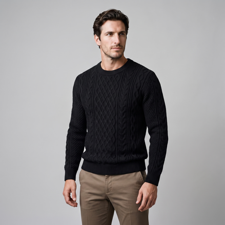 Herren Rautenmuster-Pullover mit Rundhals