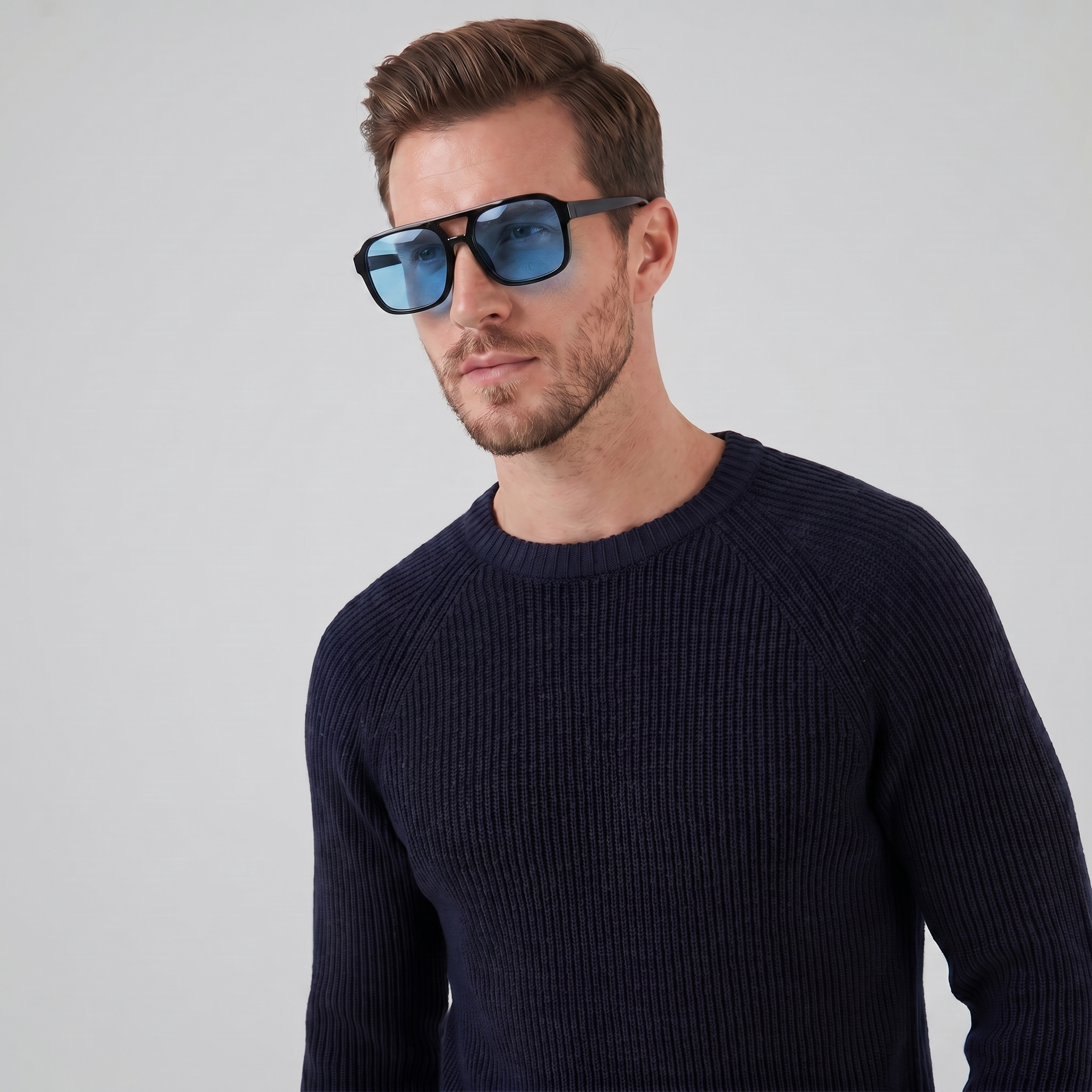 Herren Rechteckige Vintage-Sonnenbrille