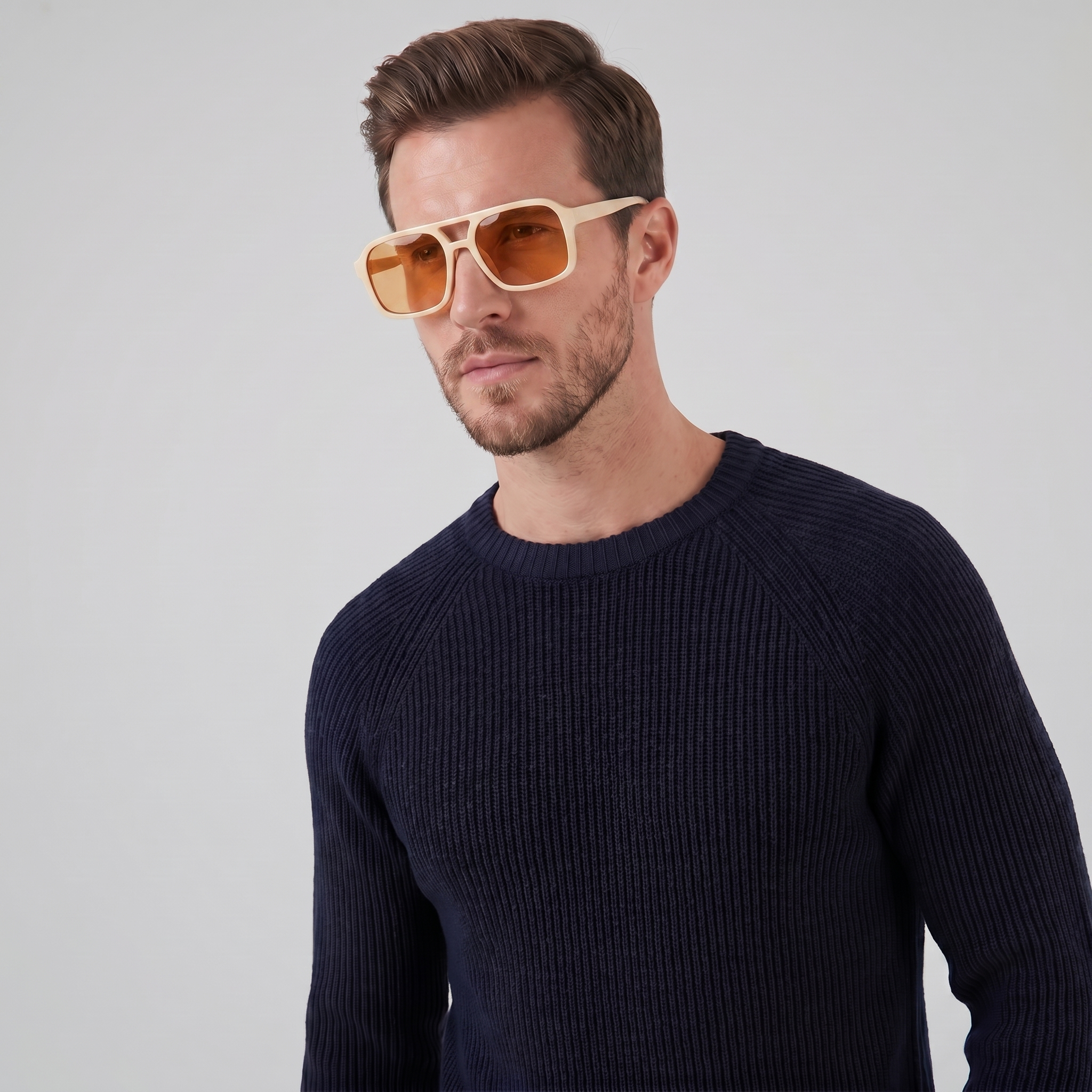 Herren Rechteckige Vintage-Sonnenbrille