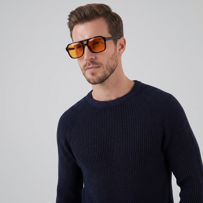 Herren Rechteckige Vintage-Sonnenbrille