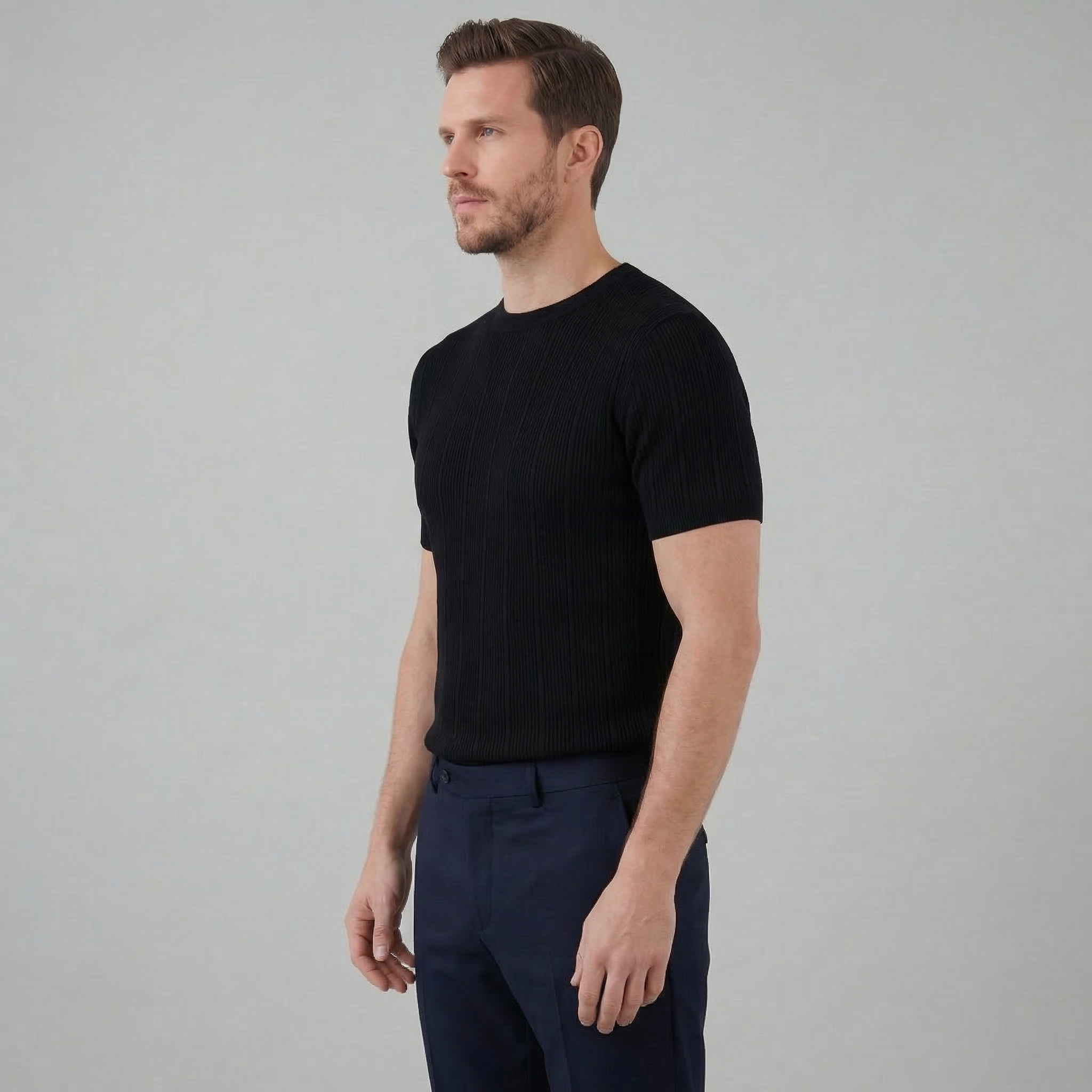 Herren Rippstrick T-Shirt