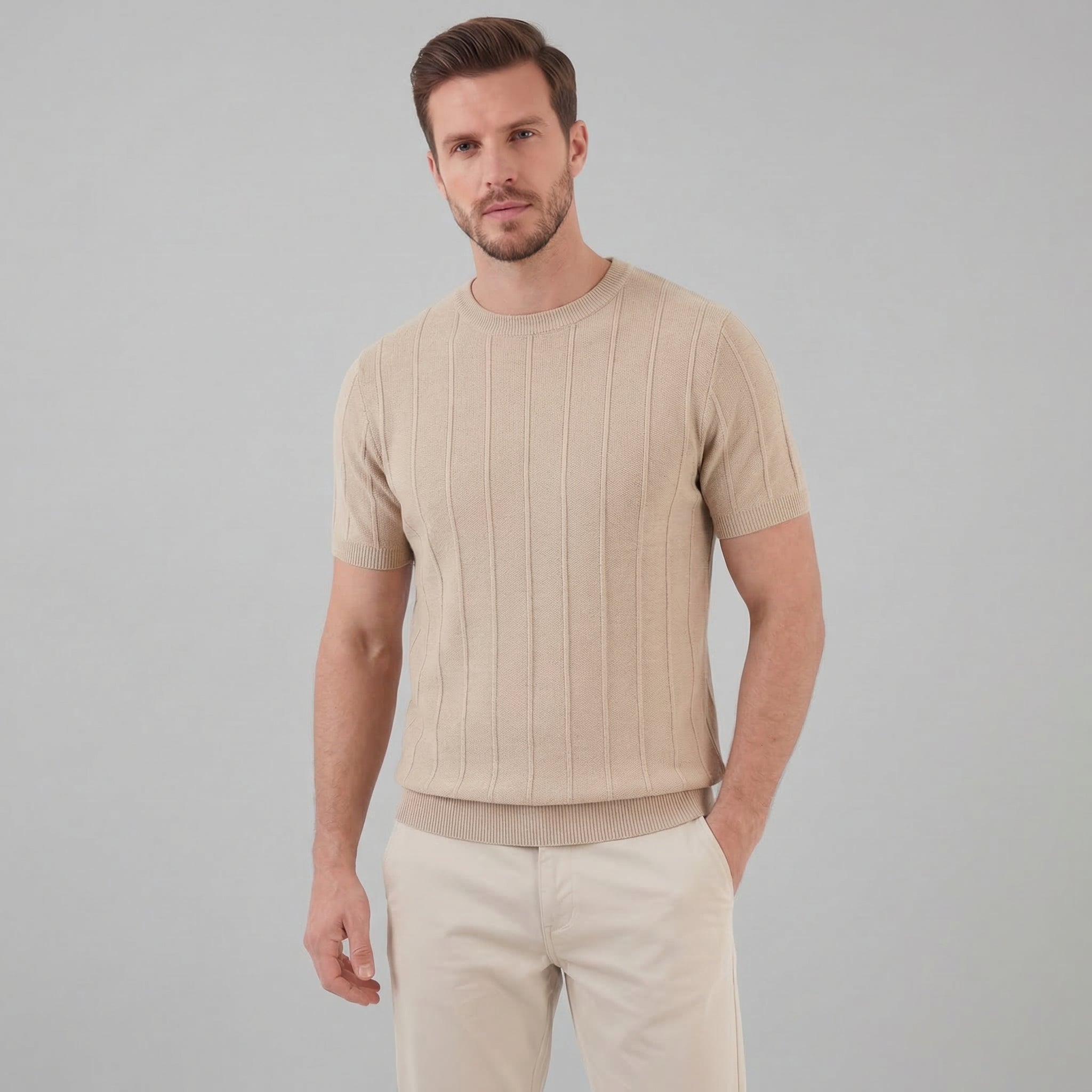 Herren Rippstrick T-Shirt