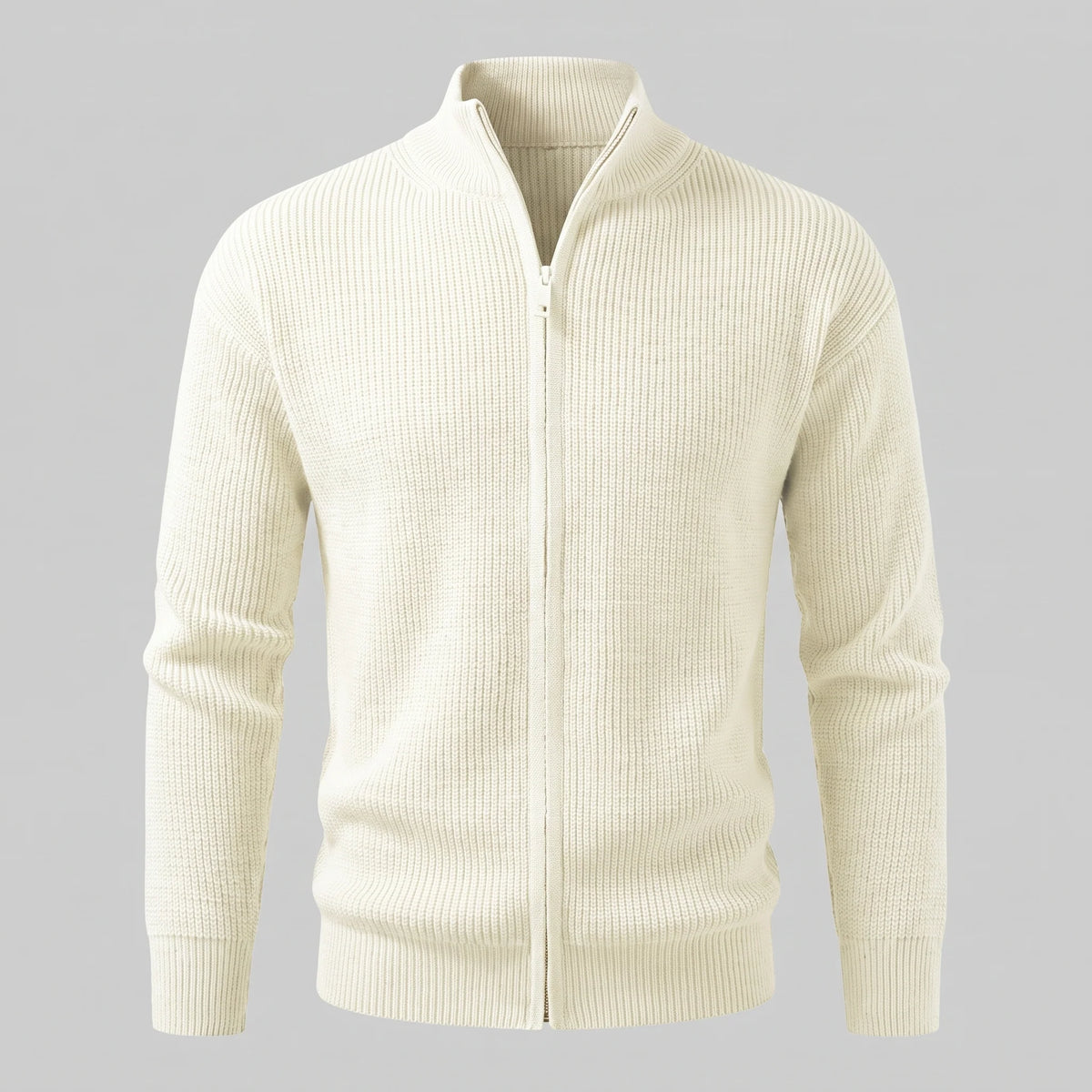 Herren Rippstrickjacke mit Reißverschluss für kühle Tage