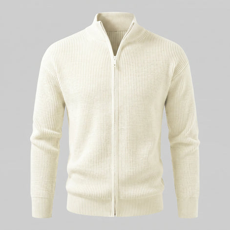 Herren Rippstrickjacke mit Reißverschluss für kühle Tage