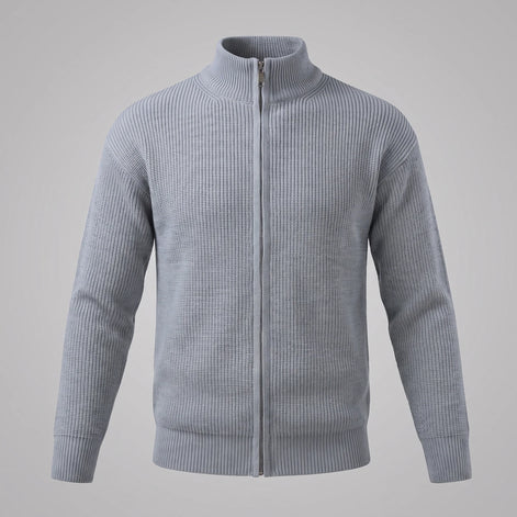 Herren Rippstrickjacke mit Reißverschluss für kühle Tage