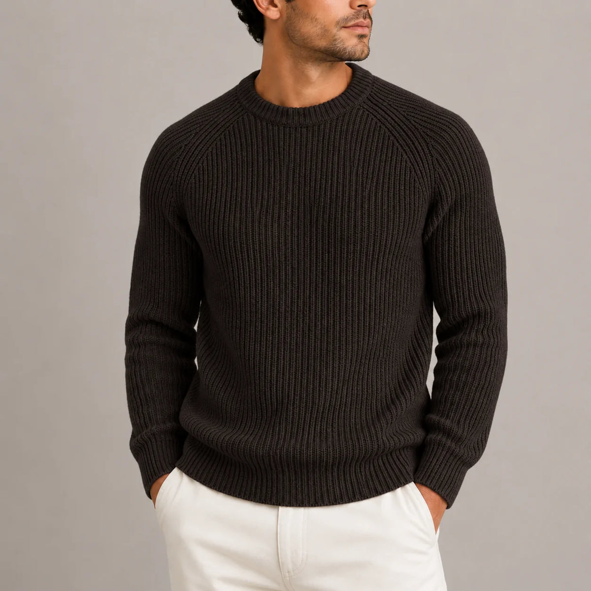 Herren Rippstrickpullover im Fischerstil